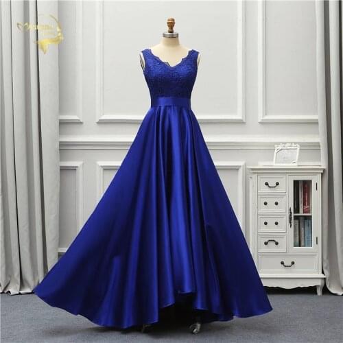 Jeanne Love Sexy Evening Dress 2020 New Backless V-Neck Royal Blue Open Back Lace Robe De Soiree Vestido De Festa OL5245 Party