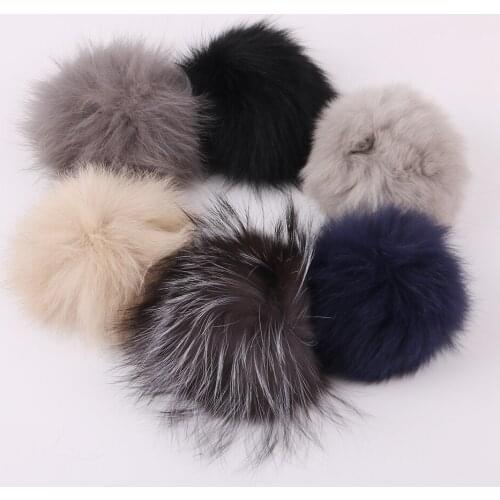 14-15CM Nature Genuine Fox Fur Ball Pom Pom Fluffy DIY Winter Hat Skullies Beanies Knitted Cap Pompoms