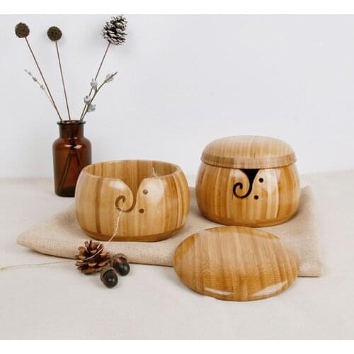13-15cm Wooden Yarn Bowl for Handmade Knitting Crochet Yarn Storage Holder Stop Yarns Rolling