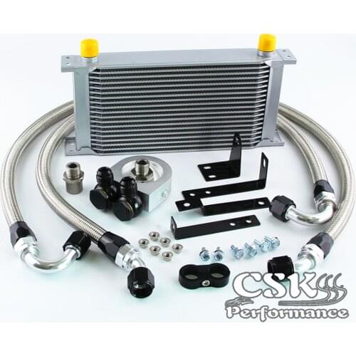 19 Row Bolt On Oil Cooler W/ Silver Oil lines Adapter Kit fits for honda S2000 00-09
