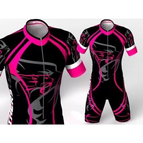 2021 Panther fuchsia MensTriathlon Short Cycling Skinsuit Maillot Ropa Ciclismo Bicycle Speedysuit Homme Bike Clothes Jumpsuit