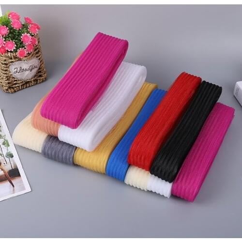 4.5/7/16 Centimeter Width Pleated And Plain Crinoline Wave Mesh Ribbon Fabric Triming For 100Yards/lot