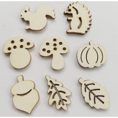 50pcs Natural Wood Craft Embellishments MDF Wooden Cutout Flatback Scrapbooking for Cardmaking DIY Wedding Decoration