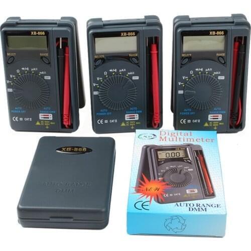 50pcs XB866 Mini Auto Range LCD Digital Multimeters AC/DC Pocket power Voltmeter Tester kitchen tool