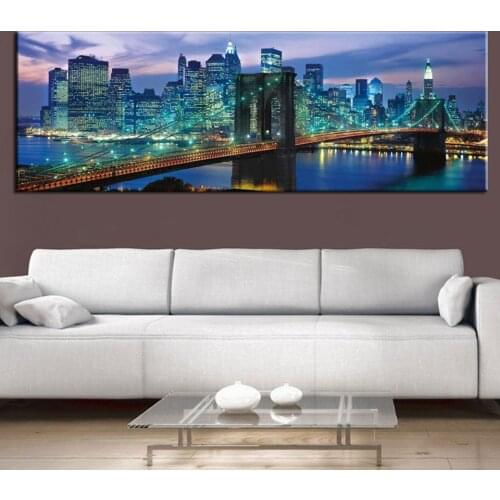 New York large 5D DIY Diamond Painting Full Square Round Drill Embroidery Night landscape Mosaic Needlework Home Decor