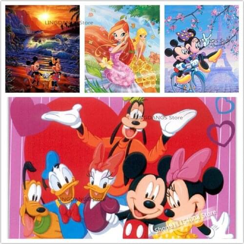 5d Diy Diamond Painting Cartoon Disney Mickey Minnie Landscape Diamond Mosaic Embroidery Cross Stitch Handmade Home Decor Gift