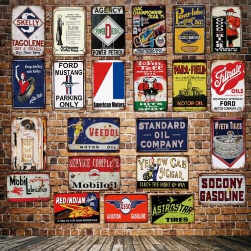 [ DecorMan ] Mobil Gassoline Tires Motor Oil American lubrication TIN SIGN wholesale Mural Paintings Bar PUB Decor LT-1865