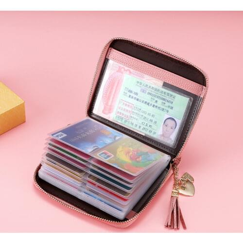 Genuine Leather Ma'am Rfid Card Package Business Credit Photo Card Holder Female Bags Purse