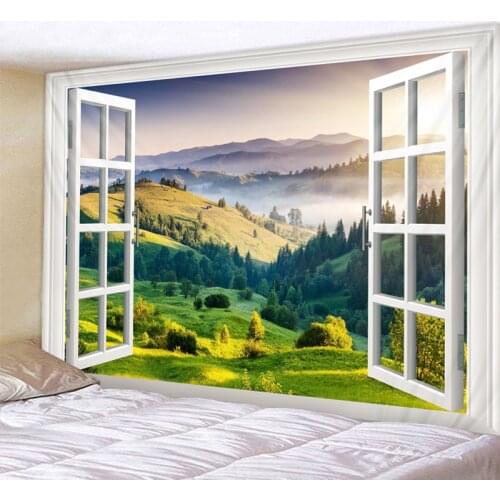 Mountain Rang Outside The Window Printed Tapestry Decorative Mandala Tapestry Indian Home Decor Big Hippie Wall Hanging Blanket