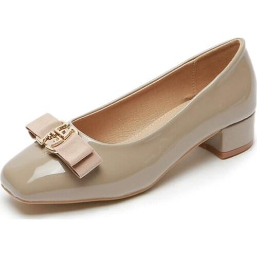 Classic Bridal Wedding Shoes Woman Metal Decoration Pumps Bowknot High Heel Designer Brand Chunky Heels Shoes Ladies Dress Pumps