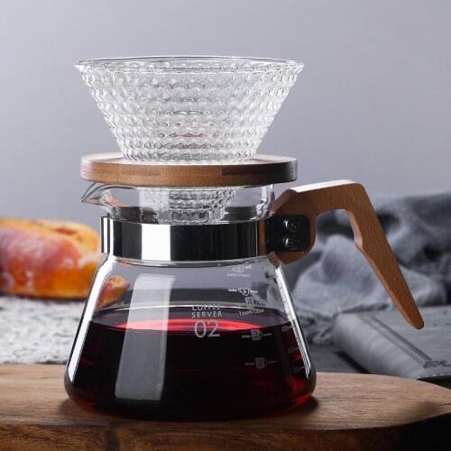 Strawberry Glass Wooden Coffee Dripper and Pot Set 500ML for Coffee Filter Reusable Coffee Filters Creative kitchen supplies