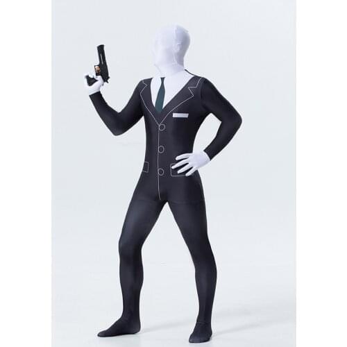 Halloween Adult Tight Coverall Mens Black Suit Funny Full Coat Deformation Suit Printed Game Suit Festival Carnival Bodysuit