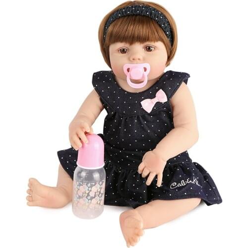 57cm Full Silicone doll Reborn babies 23" bebe lifelike infant collectible doll birthday gifts vinyl newborn bathe doll toys