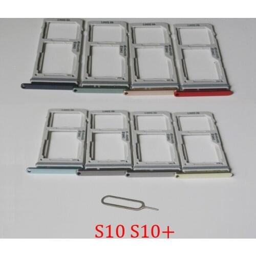 SIM Card Chip Tray For Samsung Galaxy S10 S10+ G973 G975 Original Phone New S10 Plus SIM Micro SD Card Slot Holder Adapter