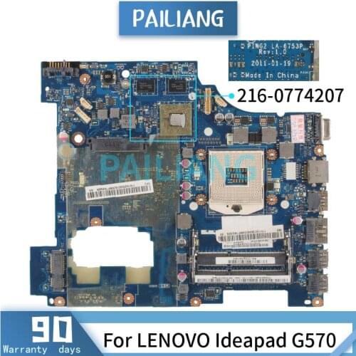 Mainboard For LENOVO Ideapad G570 Laptop motherboard LA-6753P 216-0774207 HM65 DDR3 tested OK