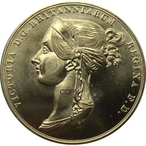 UK 1838 Great Britain Victoria Coronation Medal Metal Brass Gold Coin China Casting Souvenir Replica Collectibles Coins