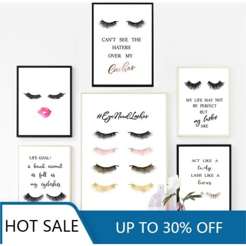 Fashion Eyelashes Extensions Quotes Wall Art Canvas Painting Posters Prints Lashes Wall Decor Makeup Salon Girls Room Decor