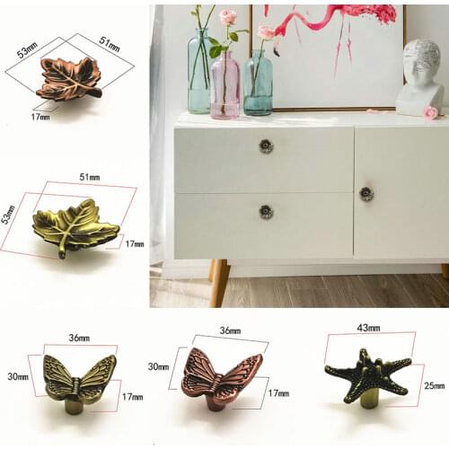 One Piece Vintage Handle Leaf Starfish Butterfly Drawer Single Knobs Kitchen Cabinet Furniture Hardware Cupboard Pull Handle