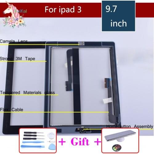 Original For ipad 3 Touchscreen A1403 A1416 A1430 Touch Screen Digitizer With Home Button Assembly For ipad 3 touch panel
