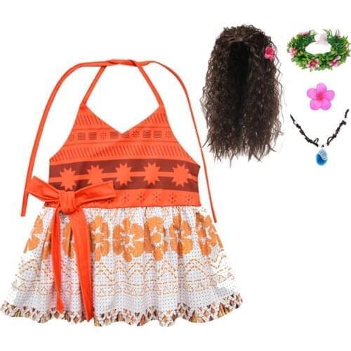 Vaiana Adventure Girls Princess Dress Cosplay Outfit Costume Summer Children Fantasy Dress Up Party Clothes