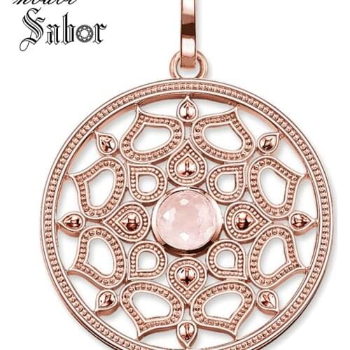 Pendant Pink Lotus Flower Small & Rose Gold-color For Women silver color Gift High Quality Pendant Wheel Of Karma thomas