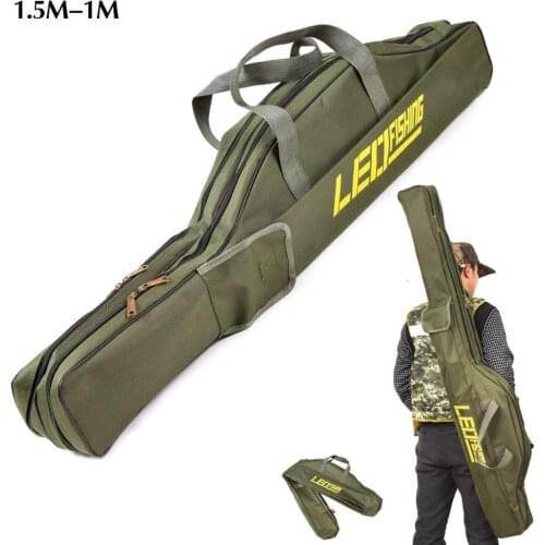 Portable Foldable Fishing Rod Carrier Fish Pole Tools Storage Bag Case