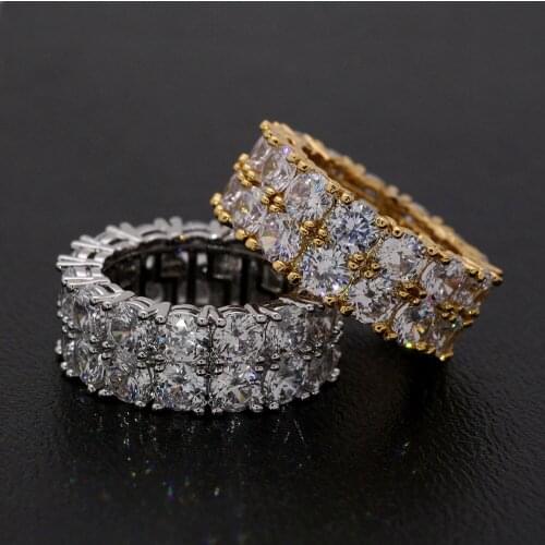 Luxury Iced Out Rhinestone Rings for Men Women Cocktail Party Hip Hop Jewelry Unisex Finger Ring Wedding Zircon Rings Lover Gift