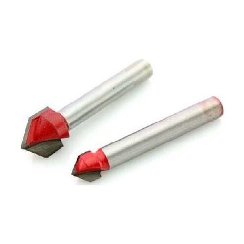Silver Tone Red Sharp V Type Slotting Cutter Router Bit 1/4" x 5/16"