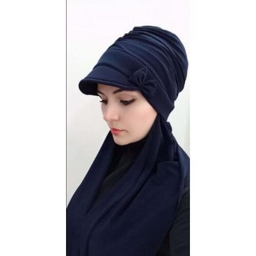 Bow detail hat shawl bathing cap