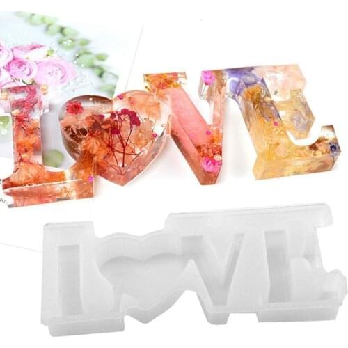 DIY LOVE Sign Crystal Resin Casting Mold Silicone LOVE Jewelry Gypsum Ornament Modeling Mold for Table Decoration Handicraft