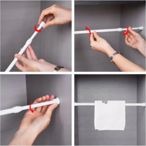 25-110cm Extendable Bathroom Hanging Shower Curtain Rods Adjustable Telescopic Pole Rod Hanger for Curtain Wardrobe Accessories