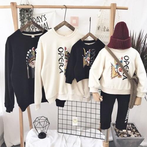 Beijing Opera Facebook Mother Son Hoodies Outfits Family Matching Mommy and Me Clothes Cartoon Sweatshirts Christmas Pajamas