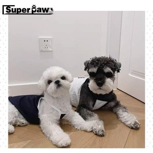 Spring Summer Dog T-shirt Puppy Top Vest Cotton Clothes Clothing For Small Medium Dogs Schnauzer Pomeranian Pug Corgi GKC55