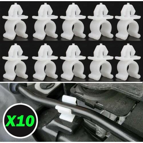 10pcs Clamp Hood Rod Holder Clip For Nissan Pathfinder Navara Skyline X-Trail T30 Car Bonnet Hose Support Retaining Hook