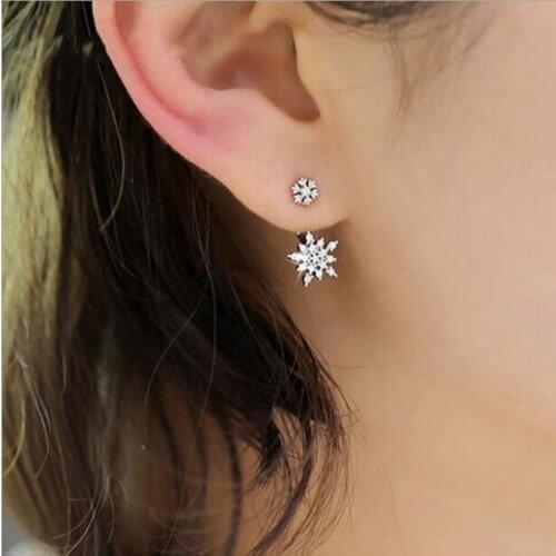 Fine Fashion 925 Sterling Silver Sweet Stud Earrings Snowflakes Elegant Jewelry Female Women Charm Accessories Girls Gifts SE086