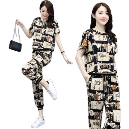 Set Korean Sports And Leisure Two-Piece Womens Summer 2021 New Temperament Tops Fashion Thin Belt Casual Pants Suit Female L741