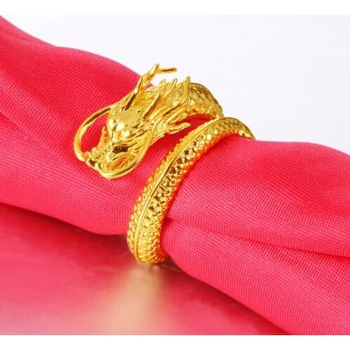 Gold Color Dragon Ring Men Dragon Ring Women Opening Rings Couple Adjustable Wedding Engagement Ring Jewelry
