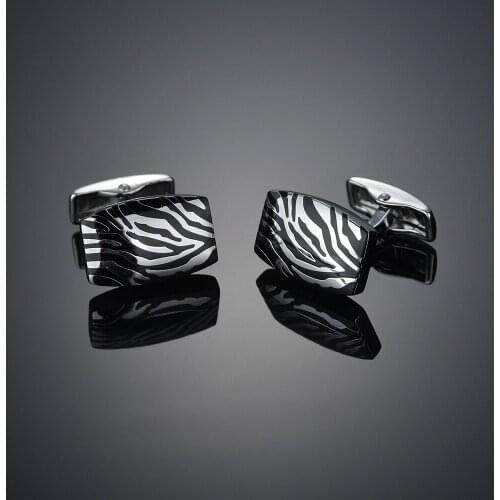 1 Pair High Quality Enamel Cufflink Retangle Black Cufflinks for Mens Luxury French Shirt Cuff Links Jewelry Fathers Day Gift