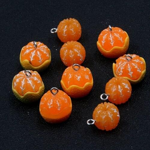 10Pcs 2 Styles Charms 3D Orange Resin Diy Findings Kawaii Keychain Bracelets Fruit Pendant For Jewelry Earring Making
