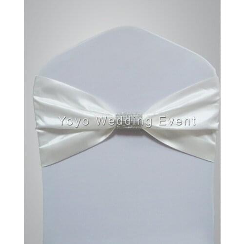 100 PCS Free Shipping Spandex Taffeta Chair Band with Diamond Buckle Lycra Taffeta Chair Sash Elastic Chair Band