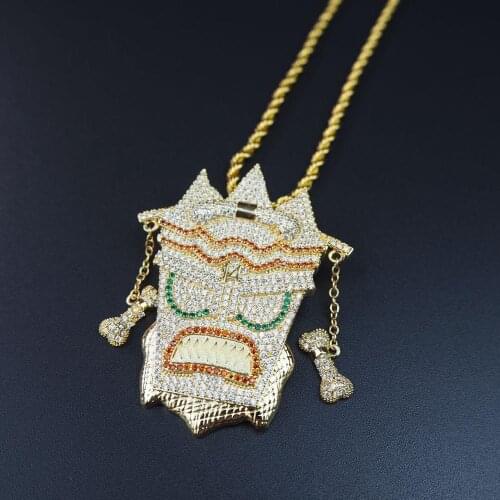 2020 New style hip-hop dog head pendant AAAA zircon inlaid heavy industry street hipster necklace accessories