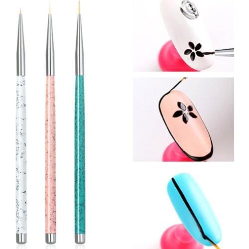 3Pcs Nail Pens Multifunctional Easy to Use Plastic Nail Art Drawing Liners Nail Decoration Painting Tools
