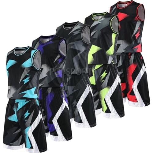 Custom Basketball Jersey Uniforms-Sets Reversible Basketball Uniforms Quick Dry suits shorts Professional Basketball suits