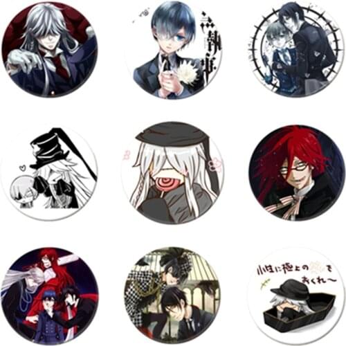 Free Shipping Anime Black Butler Brooch Pin Cosplay Badge Accessories For Clothes Backpack Decoration Childrens gift B003