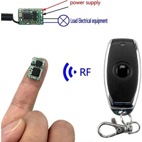 Wireless remote control switch Mini small 433mhz rf transmitter receiver 3.7v 5v 6v 9v 12 Battery power circuit micro Controller