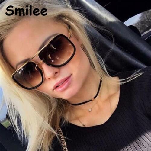 Metal Square Sunglasses High Quality Woman Fashion Oversized Sun Glasses Gradient Black Tea Shades Men Female Oculos UV400