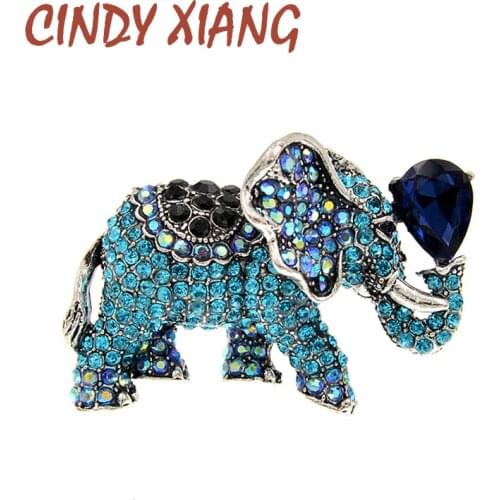 CINDY XIANG Rhinestone Elephant Brooches For Women Vintage Animal Pin Brooch 6 Colors Avaibale New Design High Quality 2021