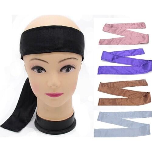 Blank Silk Scarf 100% Satin Headband Head Wrap ,Women Human Hair Extentions Wrapping Belt Band