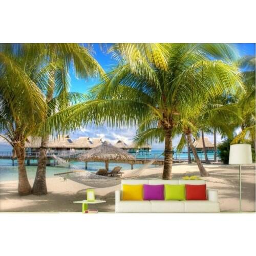 Home Decoration Phuket Aegean landscape TV background wallpaper 3d mural wallpaper Non woven wallpaper