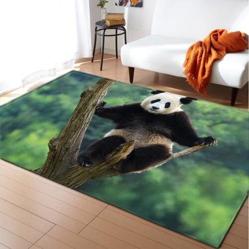 Modern Style Home Carpet Soft Flannel Non-slip Bedroom 3D Animal Panda Kids Room Bedside Play Mat Living Room Area Rug